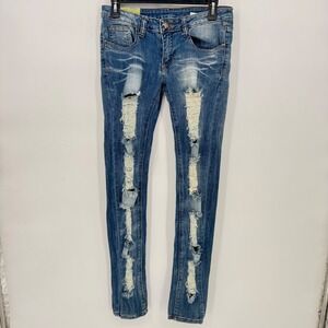 Machine Nouvelle Mode Women Distressed Ripped Skinny Jeans Size 29 Long Italy
